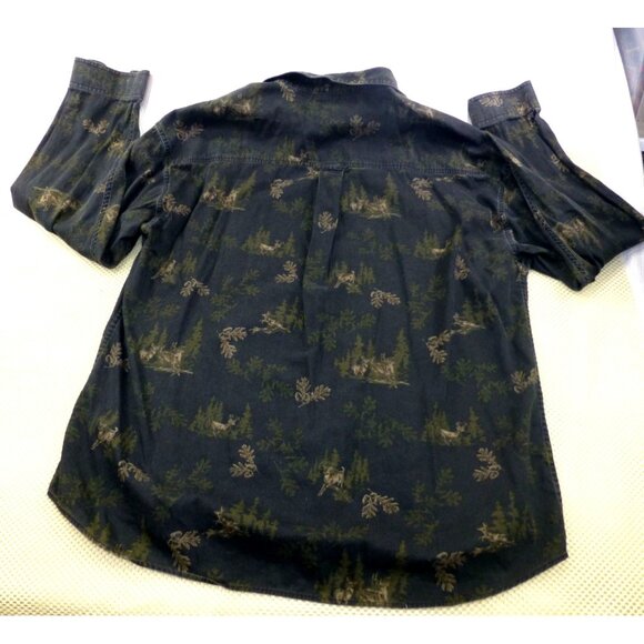 North River Brushed Cotton Deer Black Forest Button Up Shirt XXL Long Sleeve - Picture 2 of 12